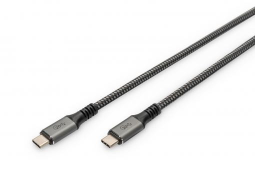 DIGITUS Pripojovací kábel USB 4, TypeC na TypeC, AL-Housing PP Braid 4K @ 60Hz, PD3.0, 20Gbits / s, 3m, bl.