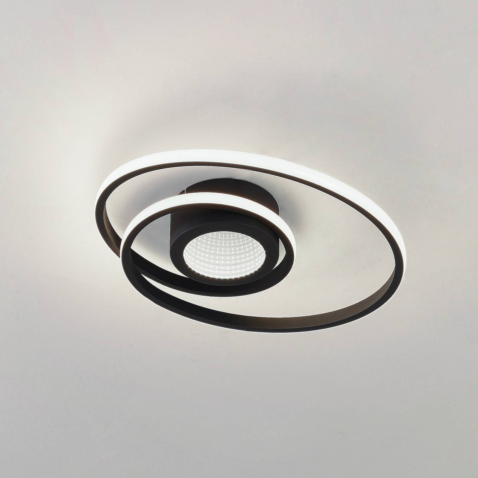 Lindby LED stropné svietidlo Thalina, 45 cm, čierne, stmievateľné