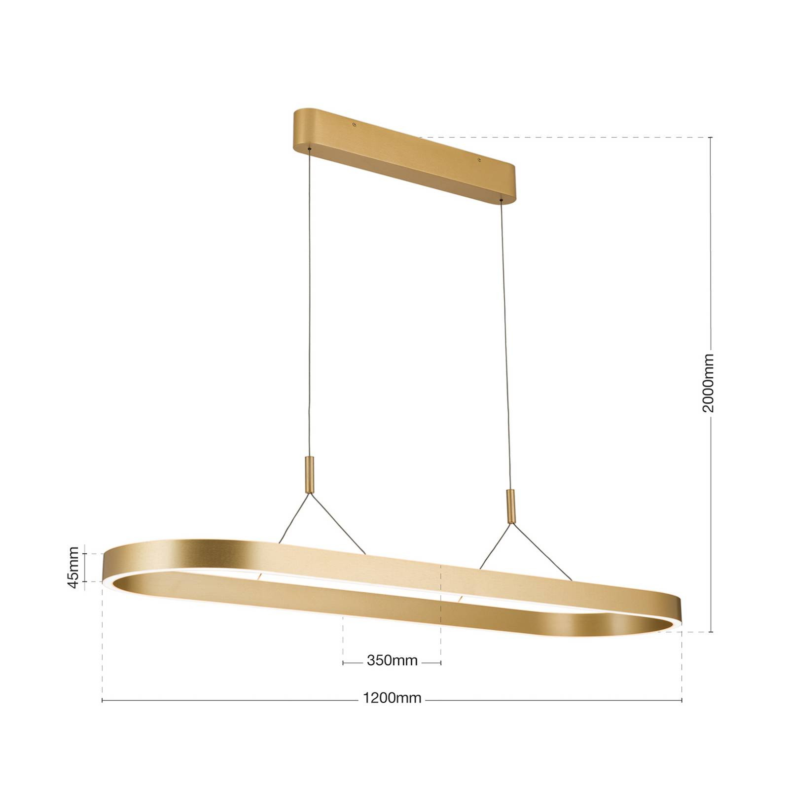 Závesné svetlo Carrara LED, matné zlaté, výškovo nastaviteľné, CCT