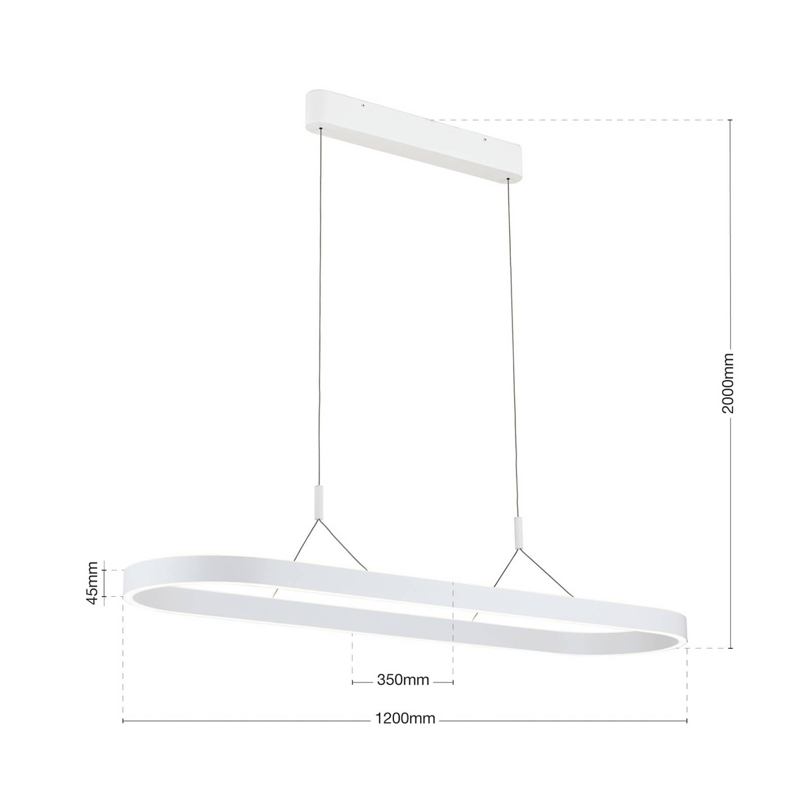 Závesné svetlo Carrara LED, biele, výškovo nastaviteľné, CCT