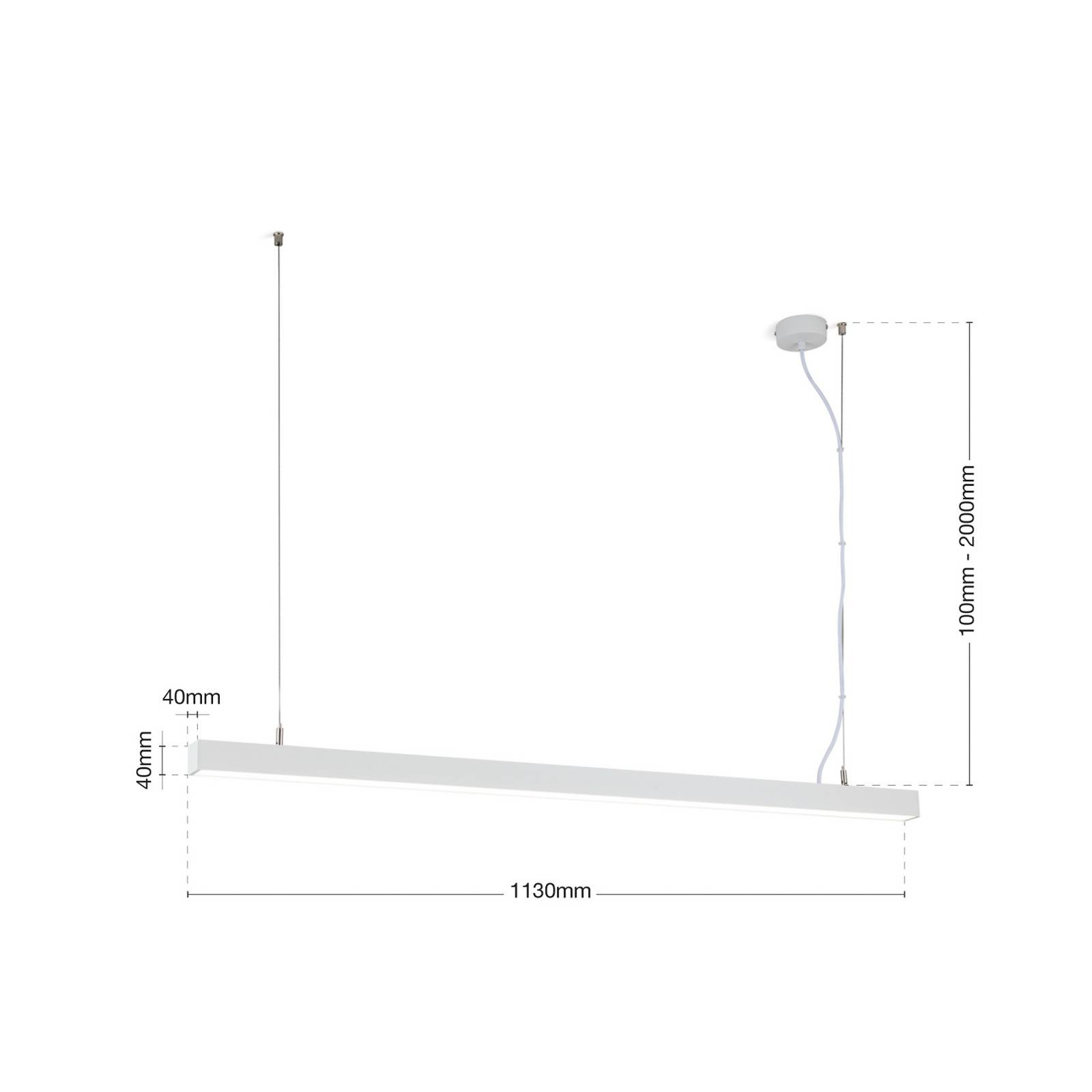Stropné svietidlo LED Bounce, biele, dĺžka 113 cm, CCT, hliník