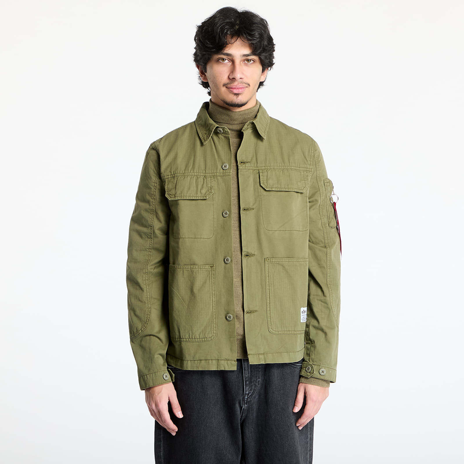 Košeľa Alpha Industries Inc. Color Block Overshirt Dark Olive L