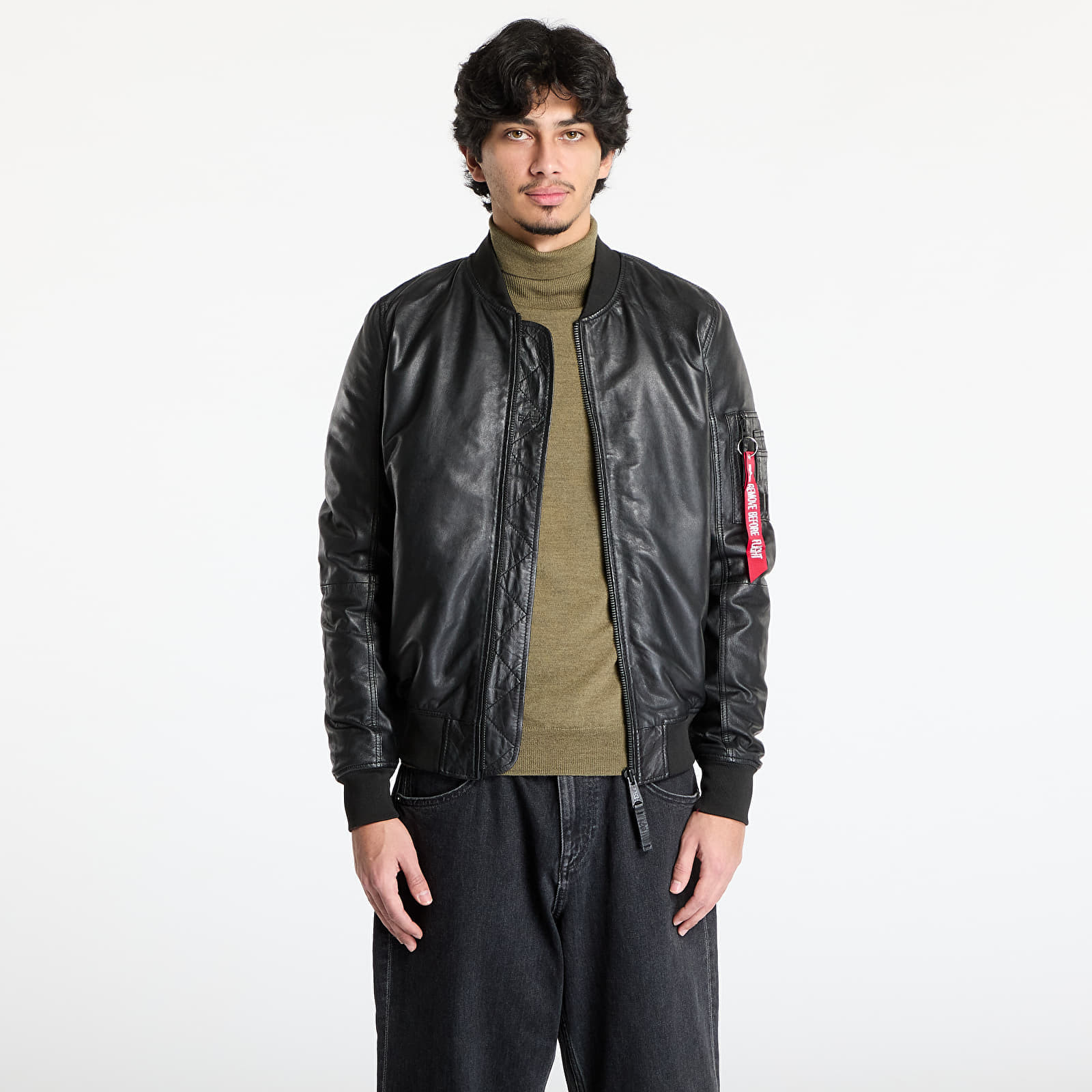 Bunda Alpha Industries Inc. MA-1 Leather Black L