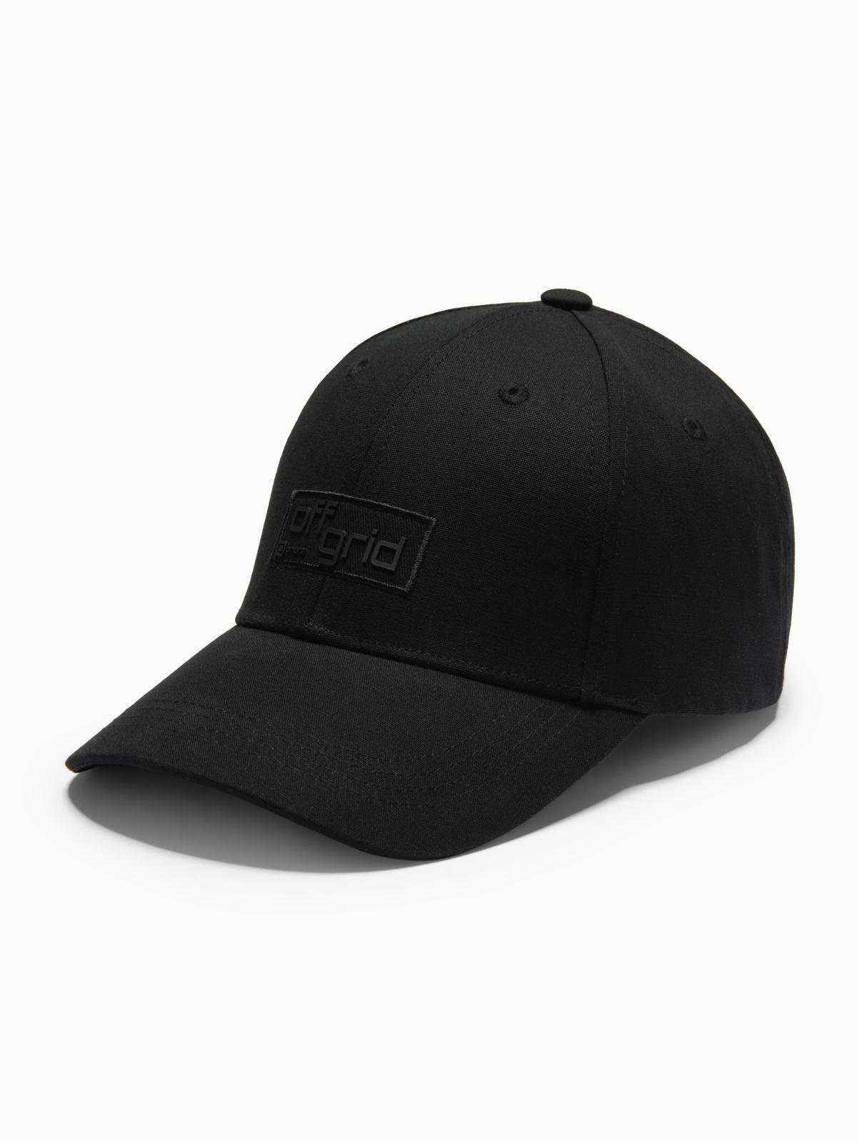 Ombre Men's baseball cap with visor and rectangular patch - black