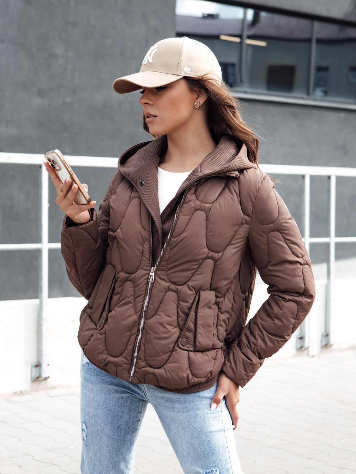 Dámska zimná bunda WINDGLAM coffee Dstreet TY4426 XL