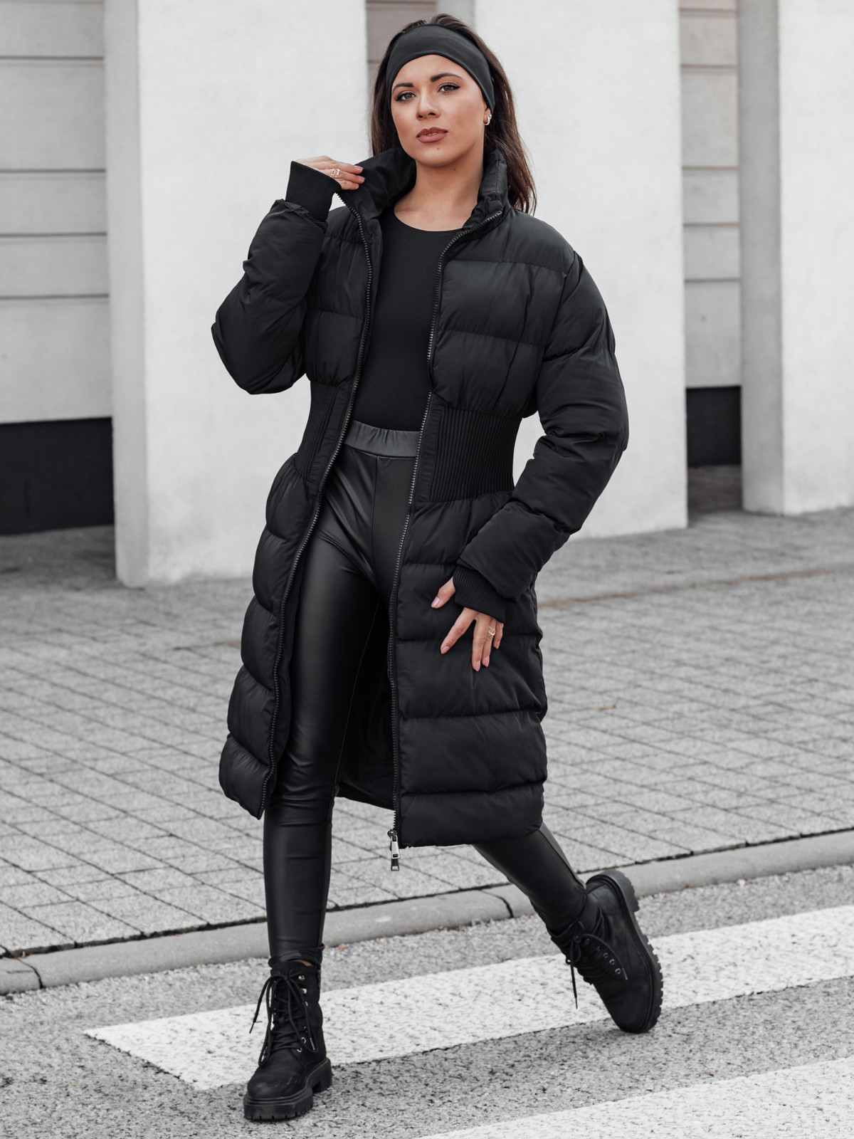 Dámska zimná dlhá prešívaná bunda FABWARM black Dstreet TY4620 S