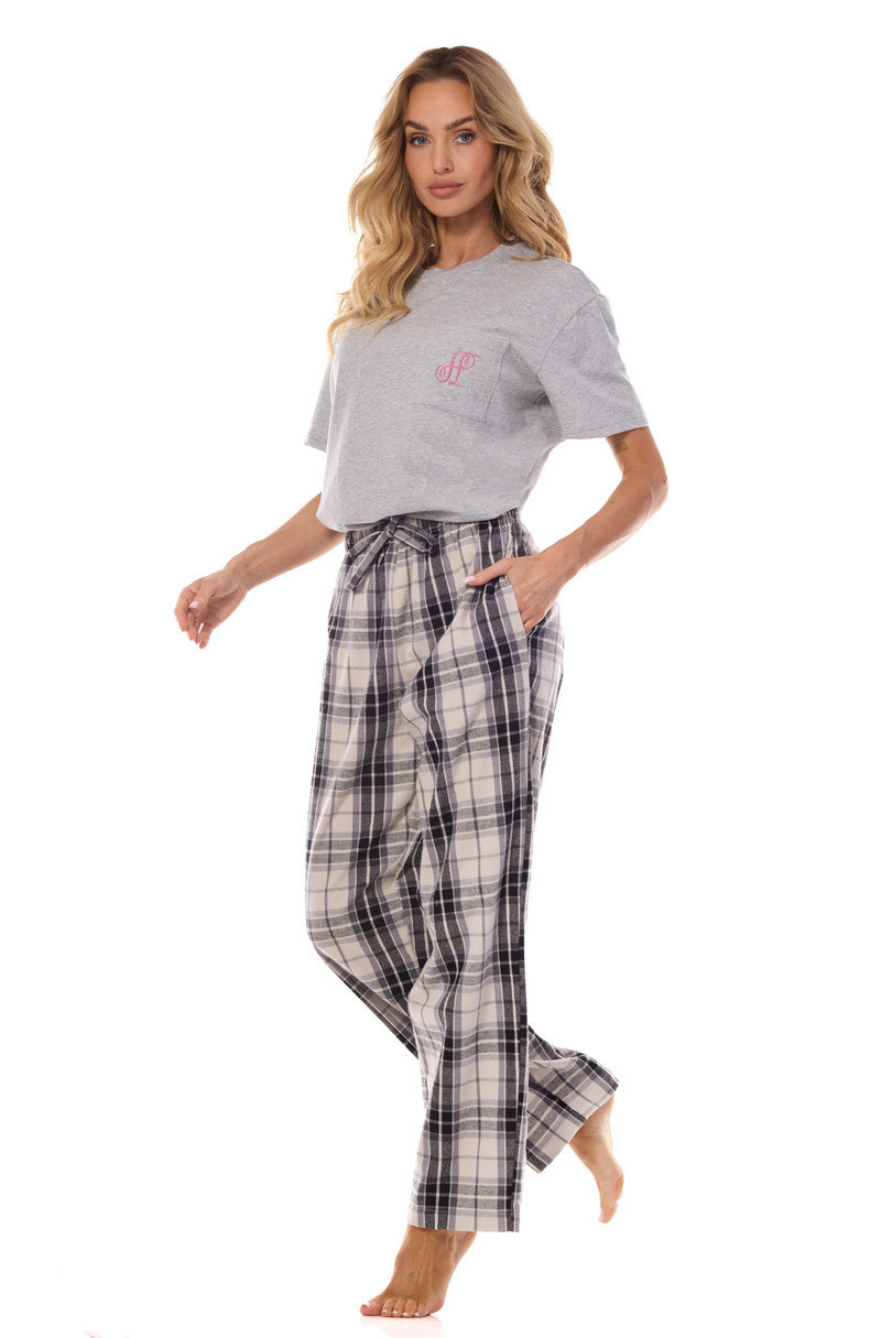 L&L 2476 Roxy S-2XL dámske pyžamové nohavice grafit XXL-170/110