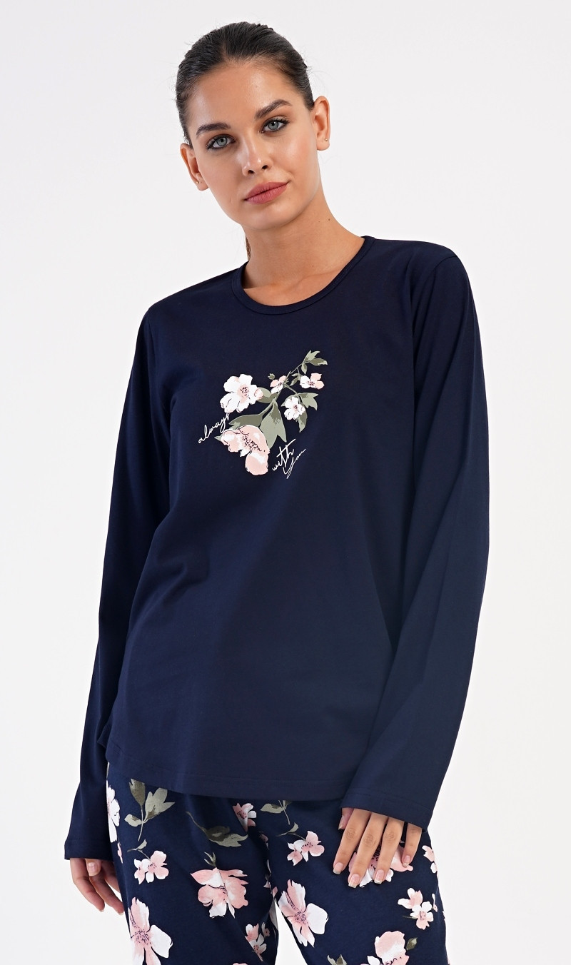 Dámske dlhé pyžamo Alice tmavě modrá 1XL