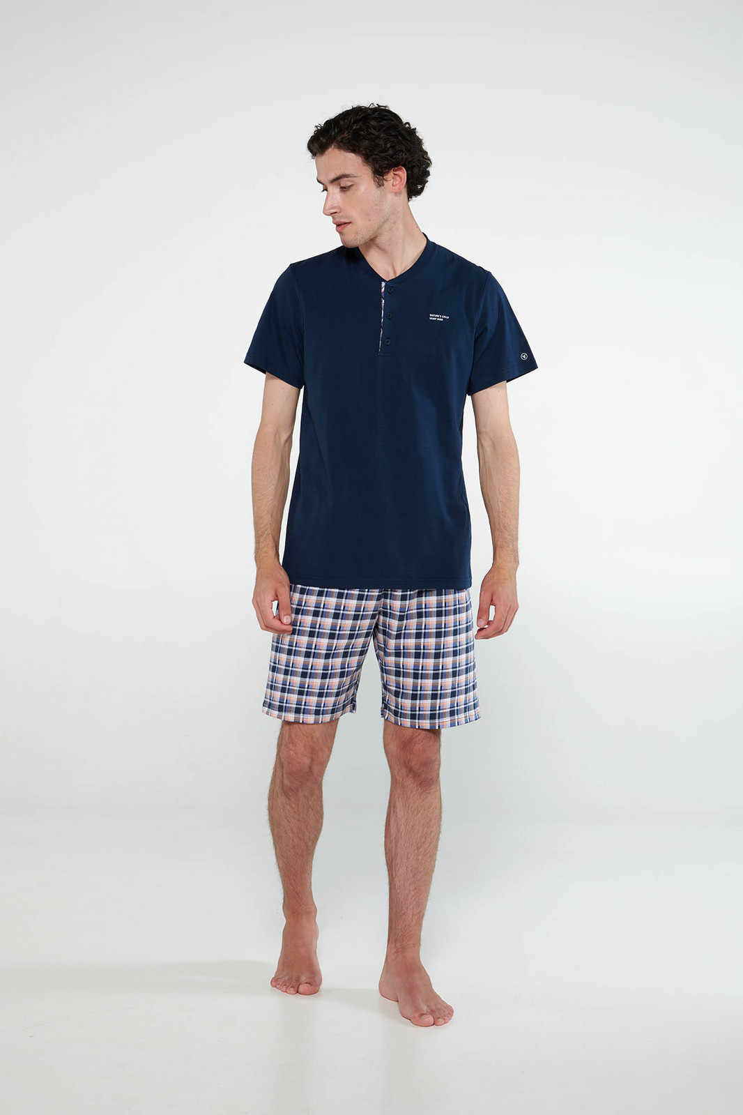 Vamp - Pyžamo s gombíkovou légou 20621 - Vamp blue oxford M