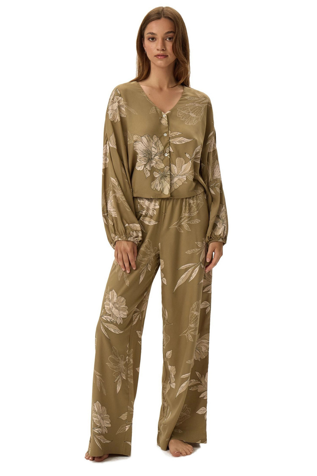 Dámske pyžamo 42020 Fleur olive - HENDERSON olivová XL