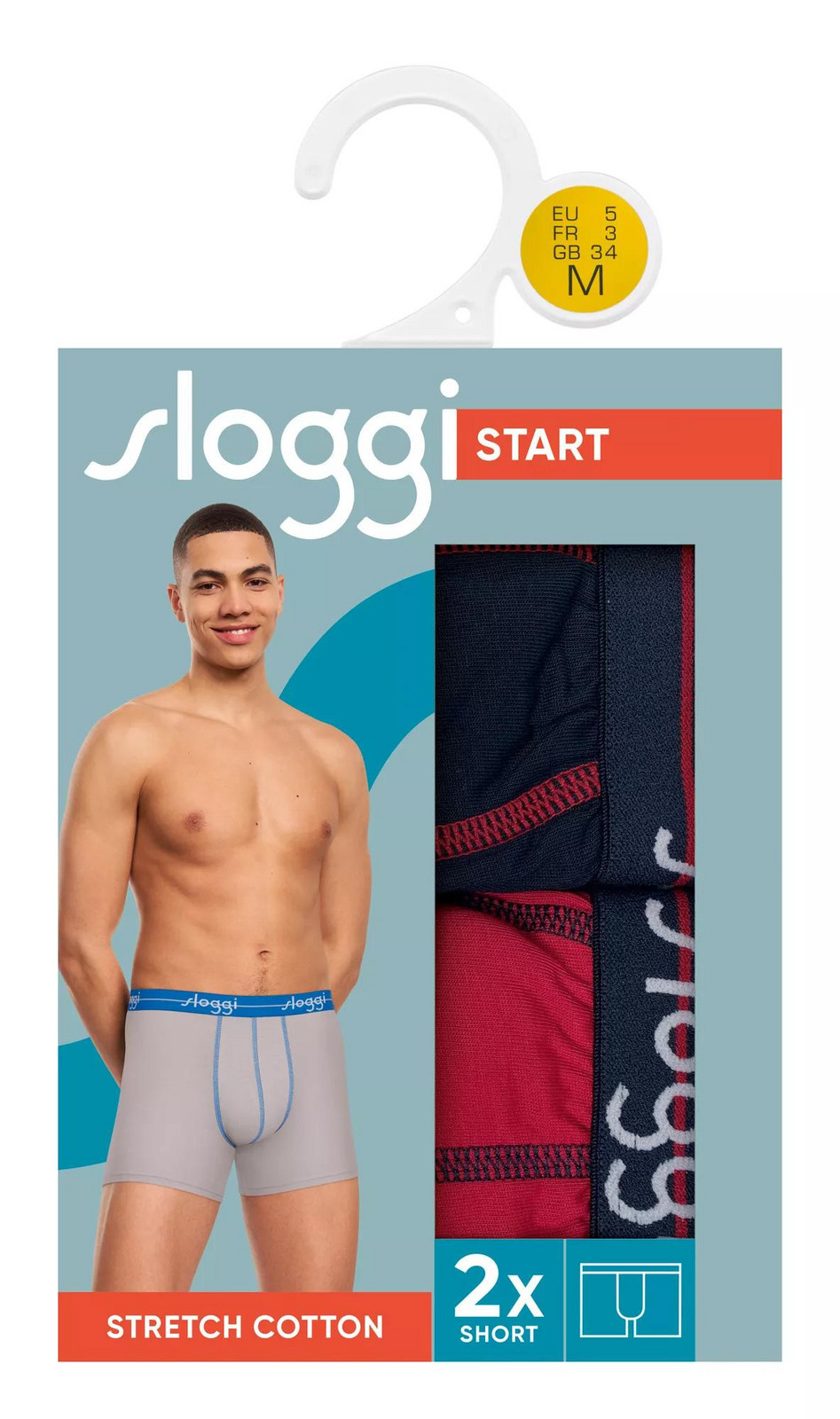 Pánske boxerky Start Short C2P box - BLUE - modro-červené M008 - SLOGGI BLUE 8