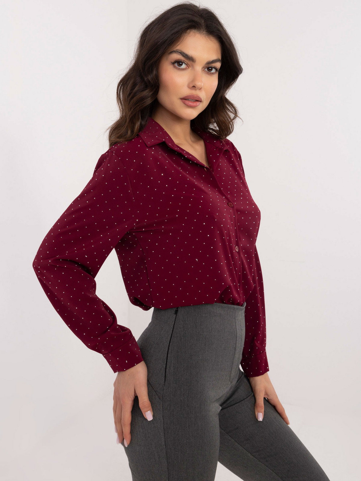 Dámska košeľa DHJ KS 19760.49P bordová - FPrise UNI