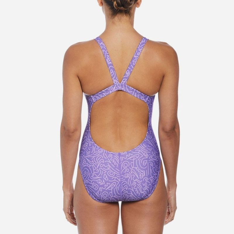 Dámske plavky W NESSD011 582 Purple - Nike 36