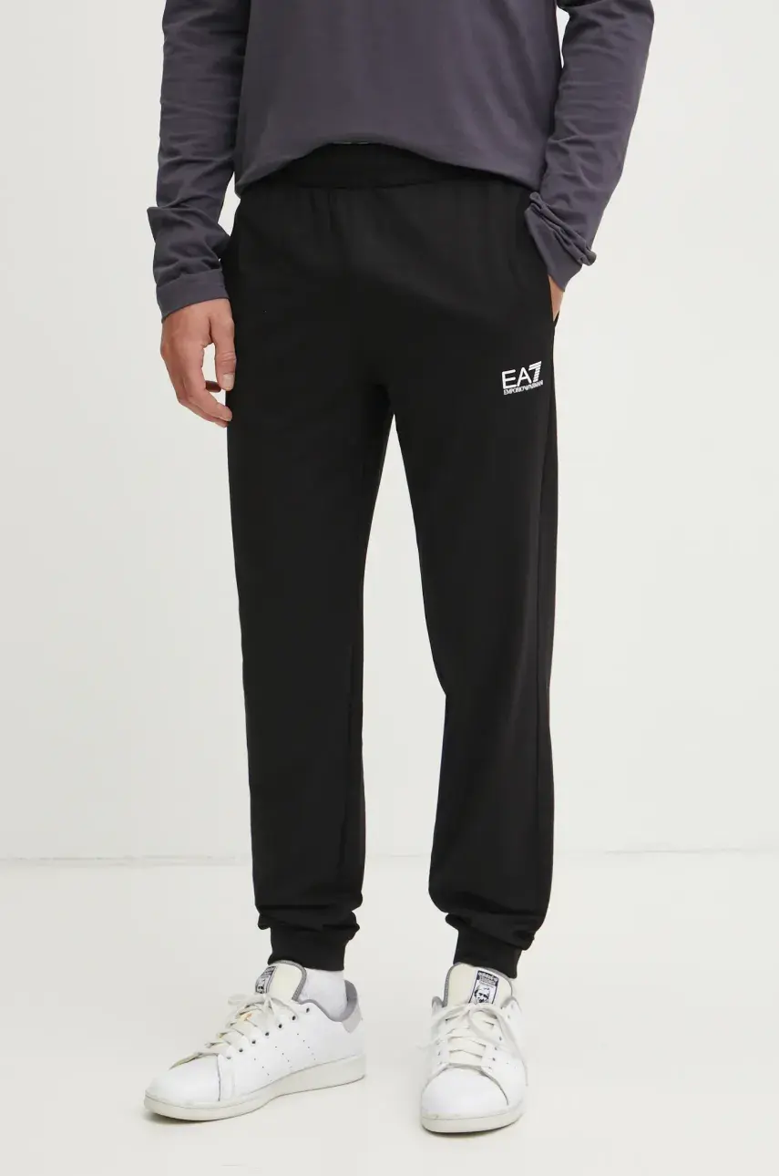 Tepláky EA7 Emporio Armani pánske, čierna farba, s potlačou, PJVRZ.8NPP66