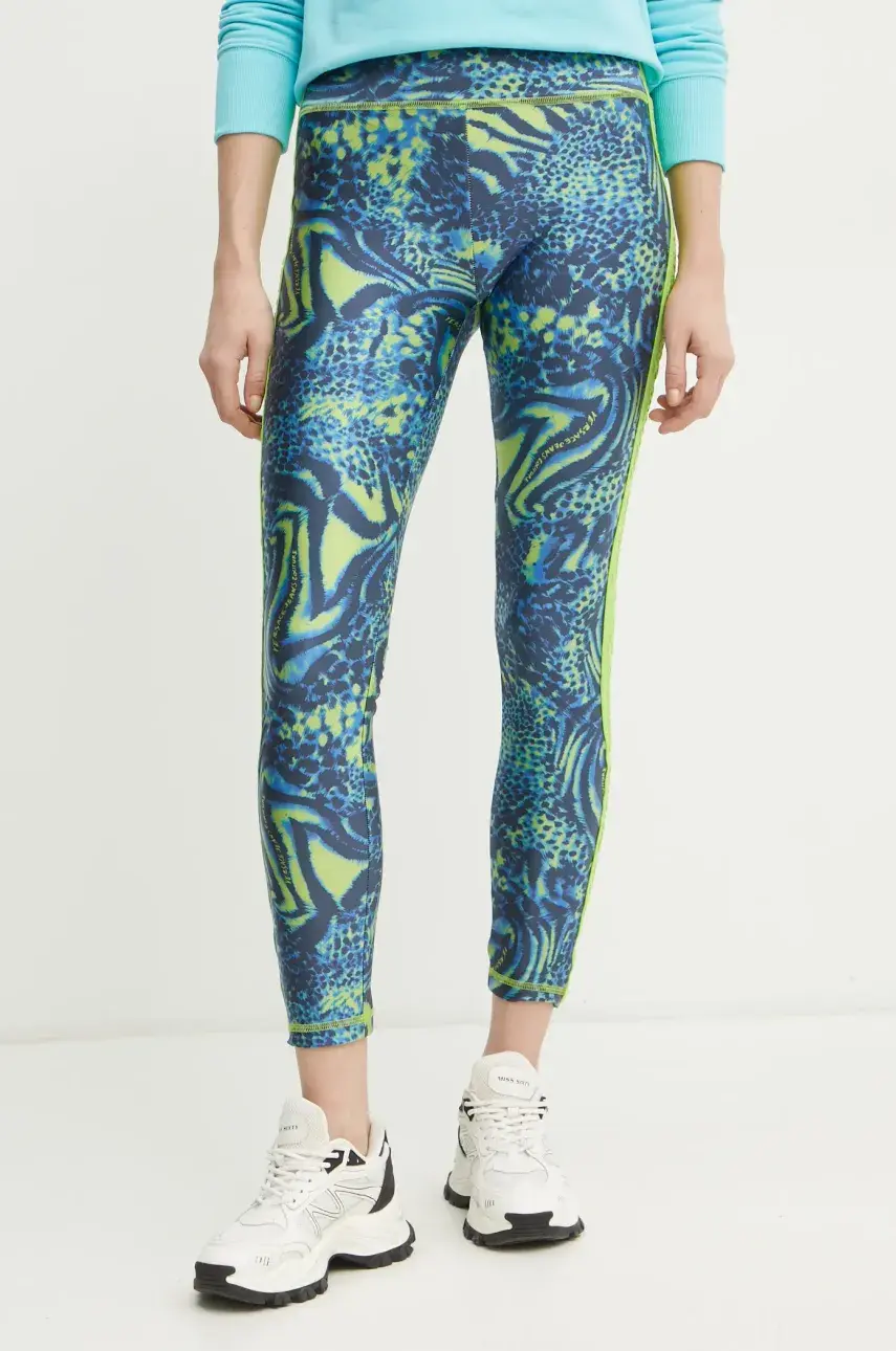 Legíny Versace Jeans Couture dámske, tmavomodrá farba, vzorované, 78HAC114 JS438