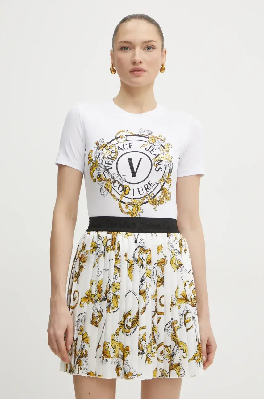 Tričko Versace Jeans Couture dámske, biela farba, 78HAHC01 CJ02C