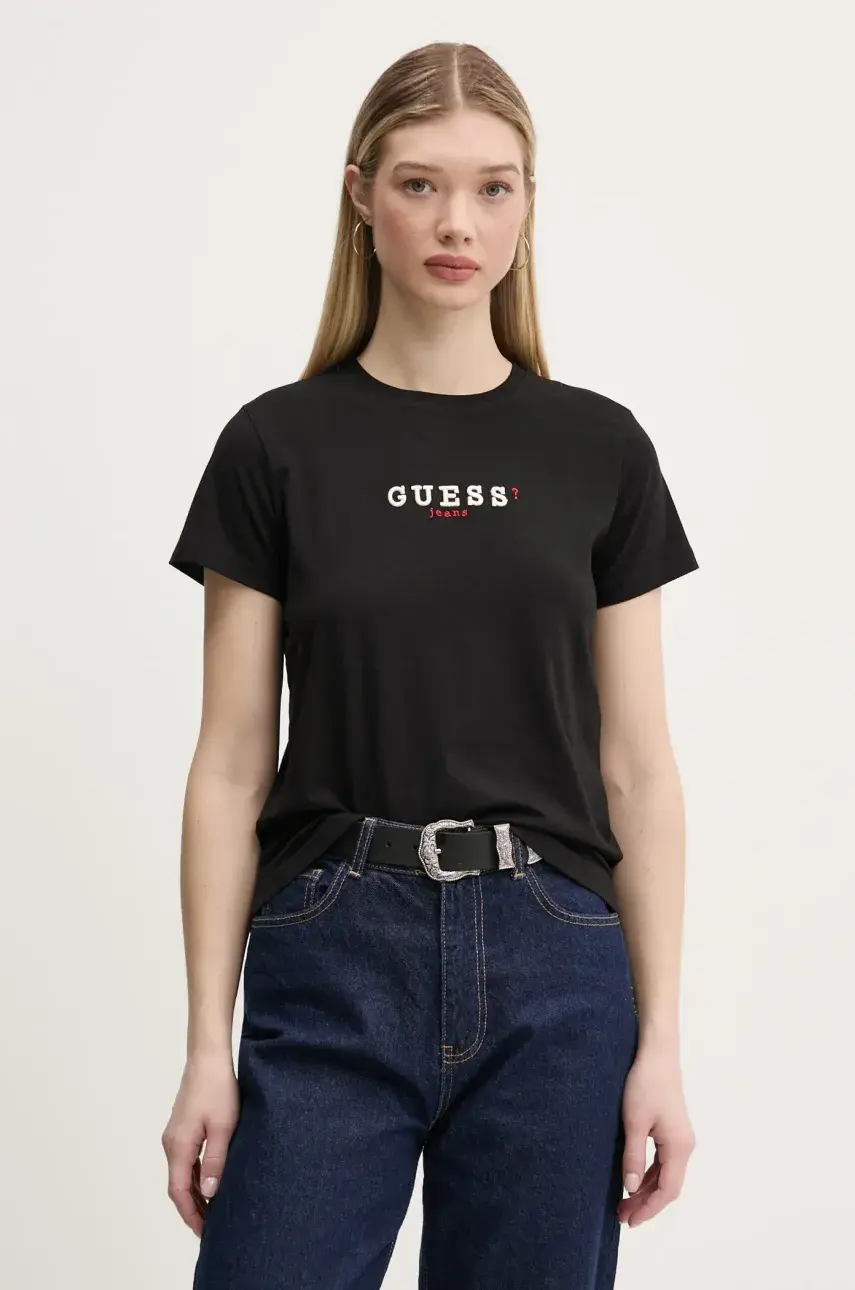 Tričko Guess Jeans dámske, čierna farba, W5RI54 J1314