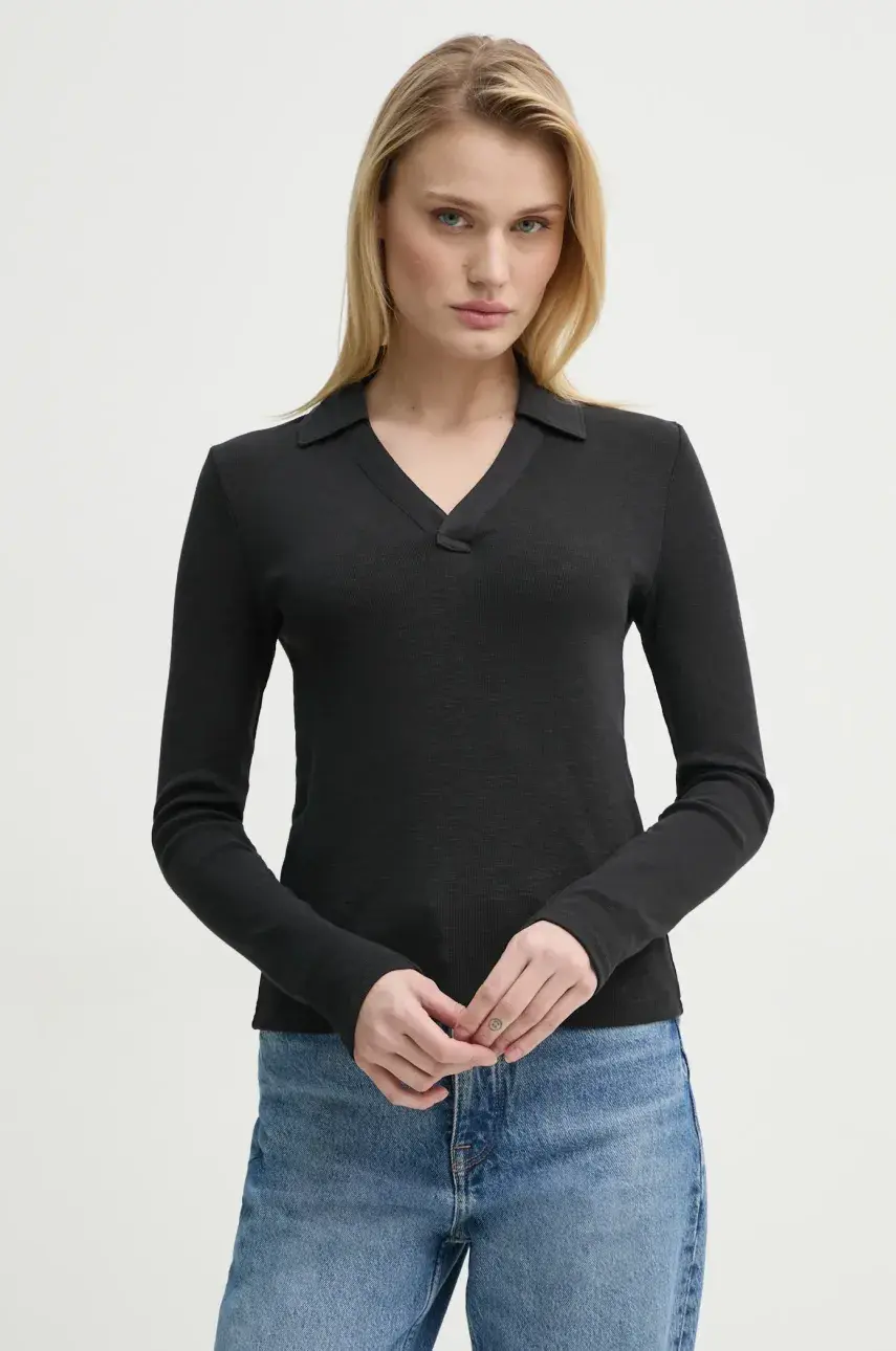 Bavlnené tričko s dlhým rukávom G-Star Raw čierna farba, D26074-D958