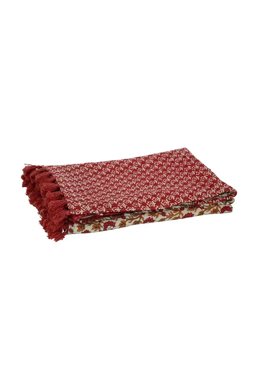 Pléd J-Line Cotton Red bordová farba