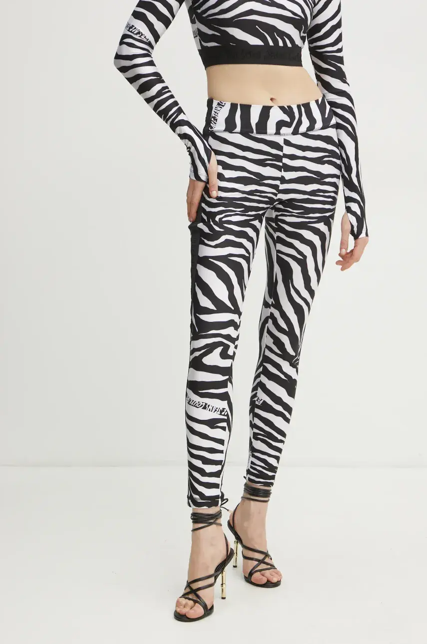 Legíny Versace Jeans Couture dámske, čierna farba, vzorované, 78HAC114 JS482