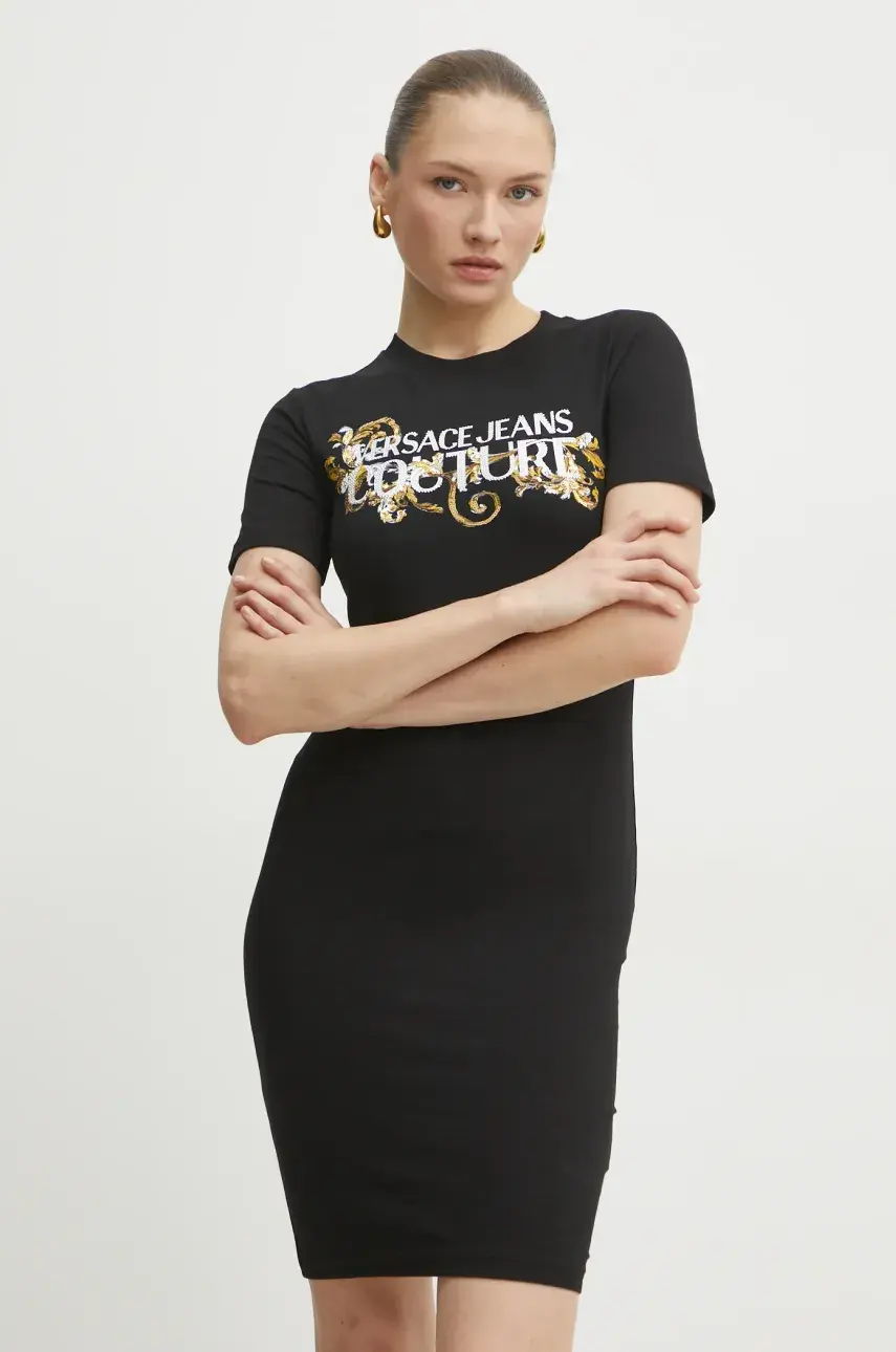 Šaty Versace Jeans Couture čierna farba, mini, priliehavá, 78HAOC06 CJ02C