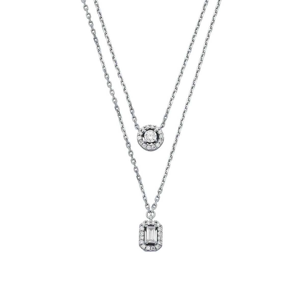 Michael Kors Slušivý dvojitý strieborný náhrdelník Brilliance MKC1745CZ040