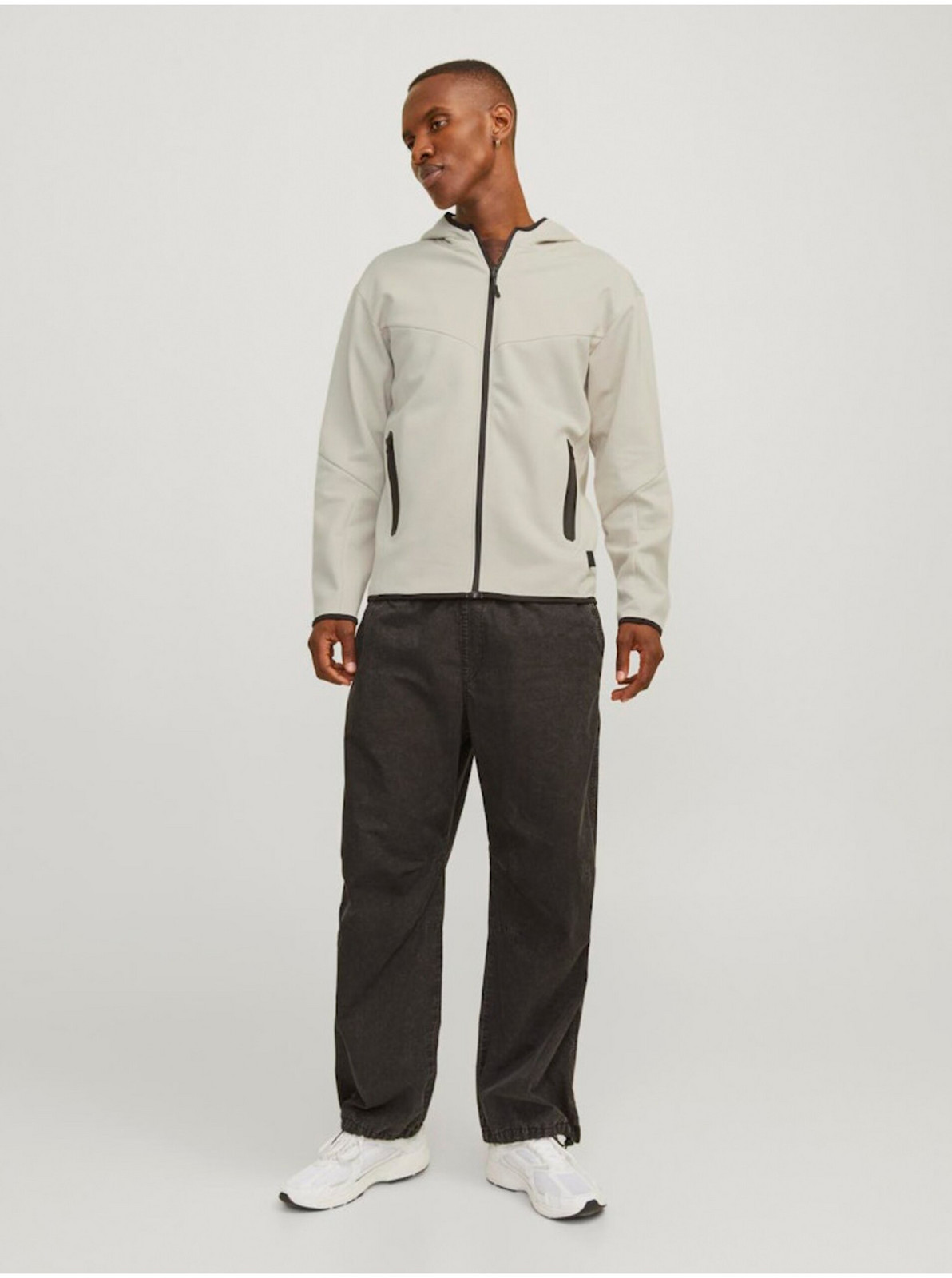 Béžová pánska mikina s kapucňou Jack & Jones