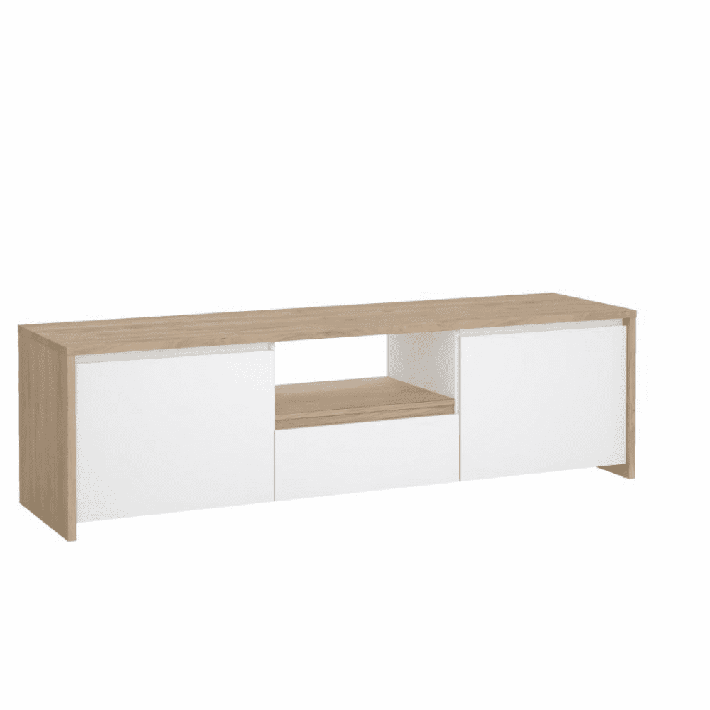 TV stolík, dub hickory/biela extra vysoký lesk, NEXT 50315