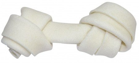 Zuvacie kosti BIELY.Uzol z byvolej kože 16cm