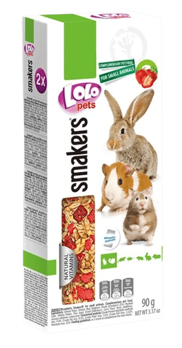 LOLOPETS tyčinka pre králiky a hlodavce jahoda 2ks/90g