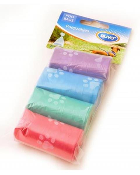 DUVO+vrecká na zber psích výkalov farebné s labkami 4x20ks