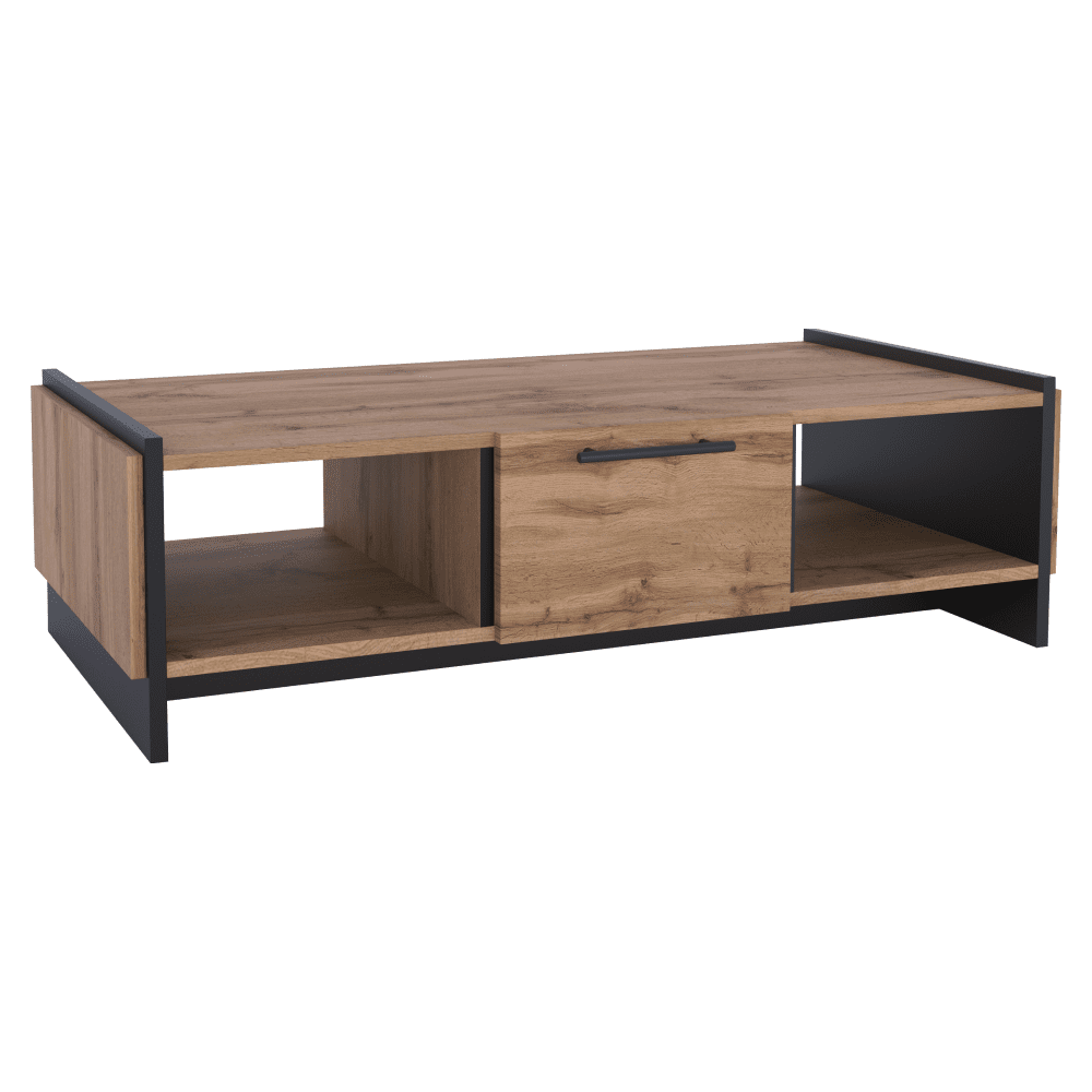 Konferenčný stolík, dub wotan/čierna, AMONI 1S