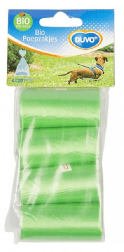 DUVO+ vrecká na zber psích výkalov, 4x20 biologicky rozložiteľných vreciek, zelená farba