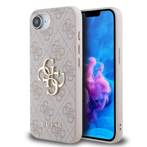 Guess PU 4G Metal Logo Zadní Kryt pro iPhone SE4 Pink