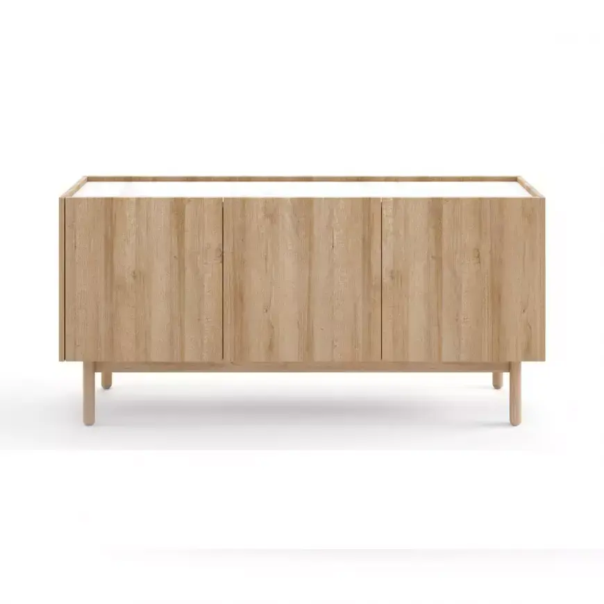 Komoda Boho La 144x68 cm dub riviéra/bílý mramor