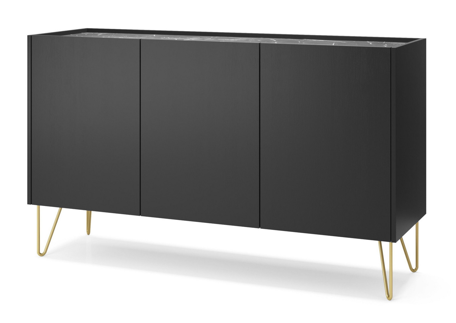 Komoda Harmony Va 144 cm černá/černý mramor