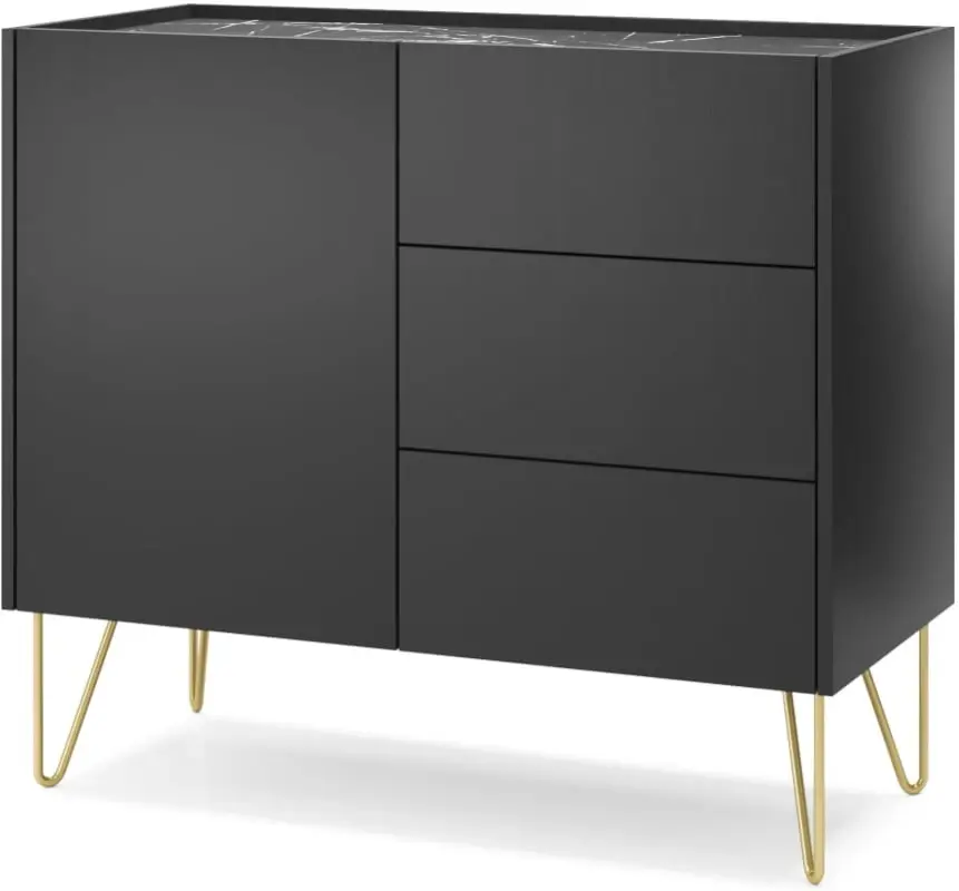 Komoda Harmony Va KSZ 97 cm černá/černý mramor