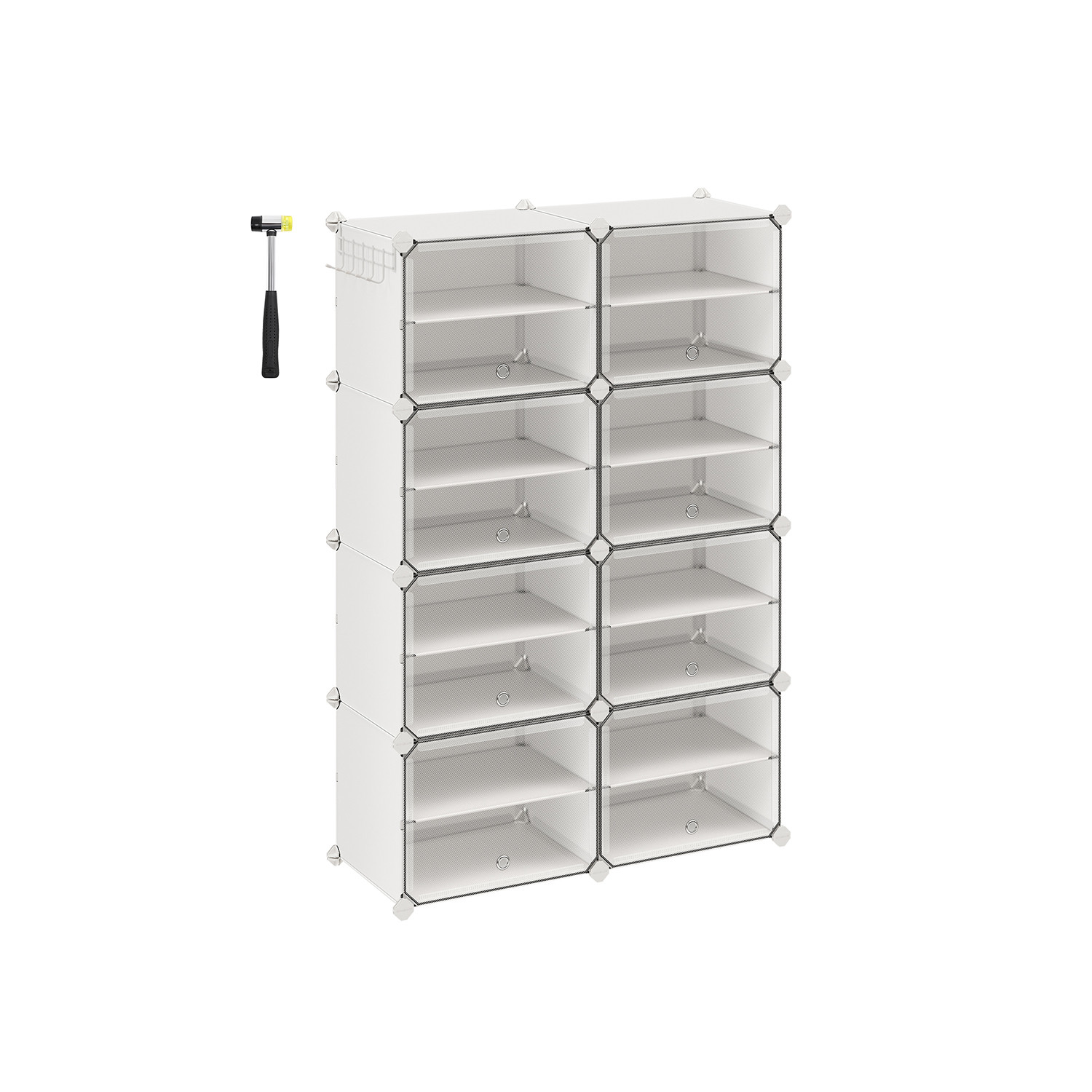 Modulární botník Lux s 8 dvířky čirý/bílý