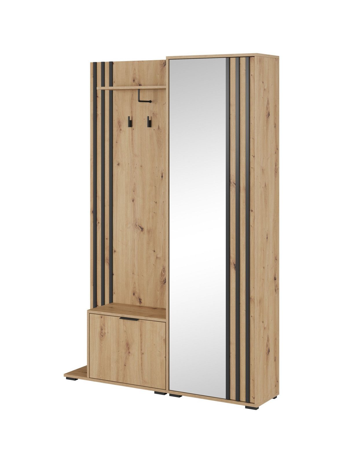 Předsíňová stěna Nelly 131 cm dub artisan/černá
