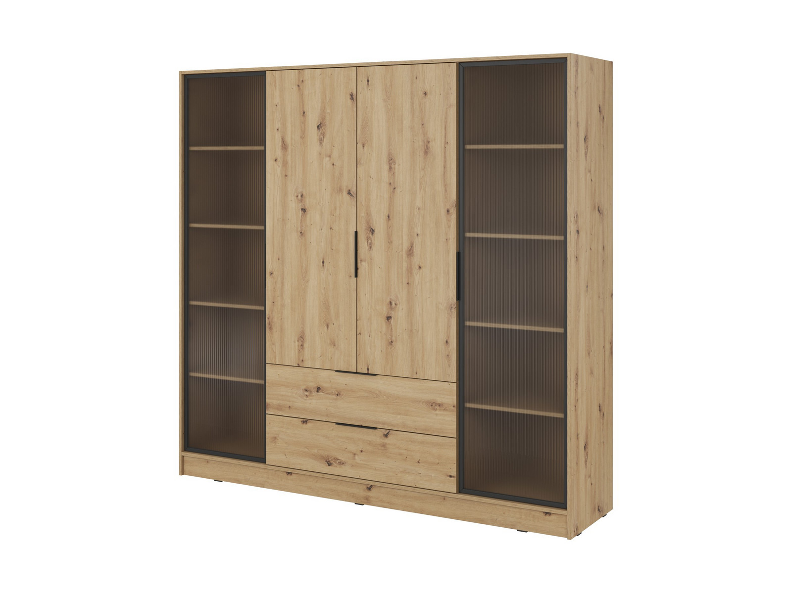 Šatní skříň Kelly 4D RD s policemi 206 cm dub artisan