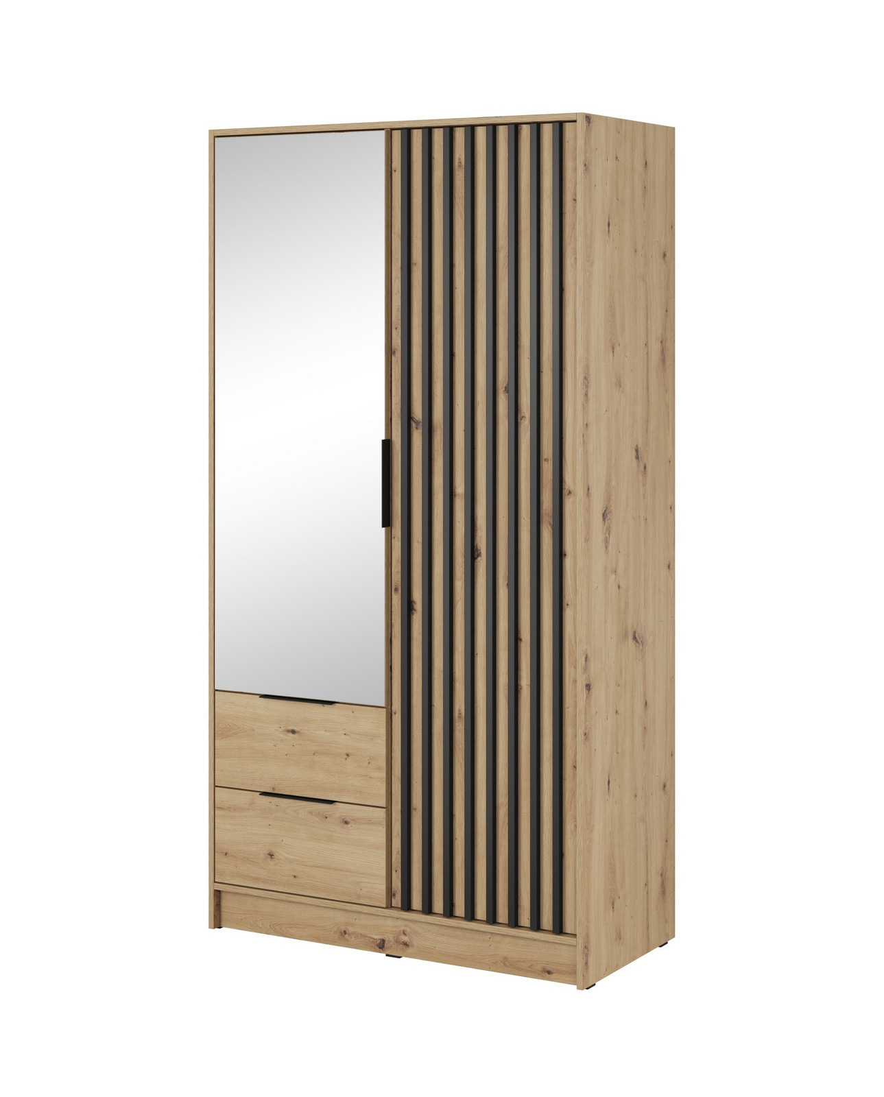 Šatní skříň Nelly 105 cm se zrcadlem dub artisan/černá
