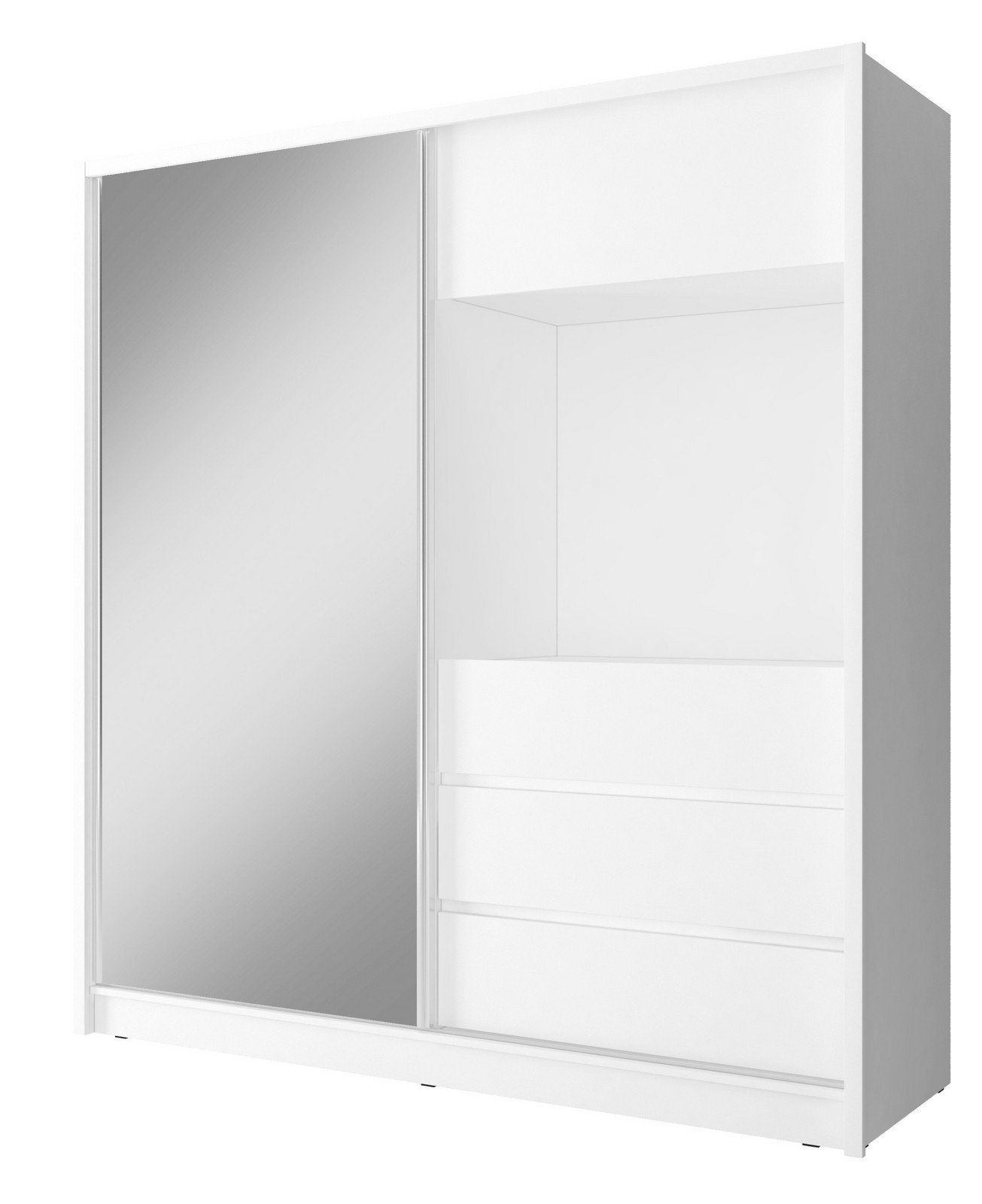 Šatní skříň TV 204 cm se zrcadlem bílá