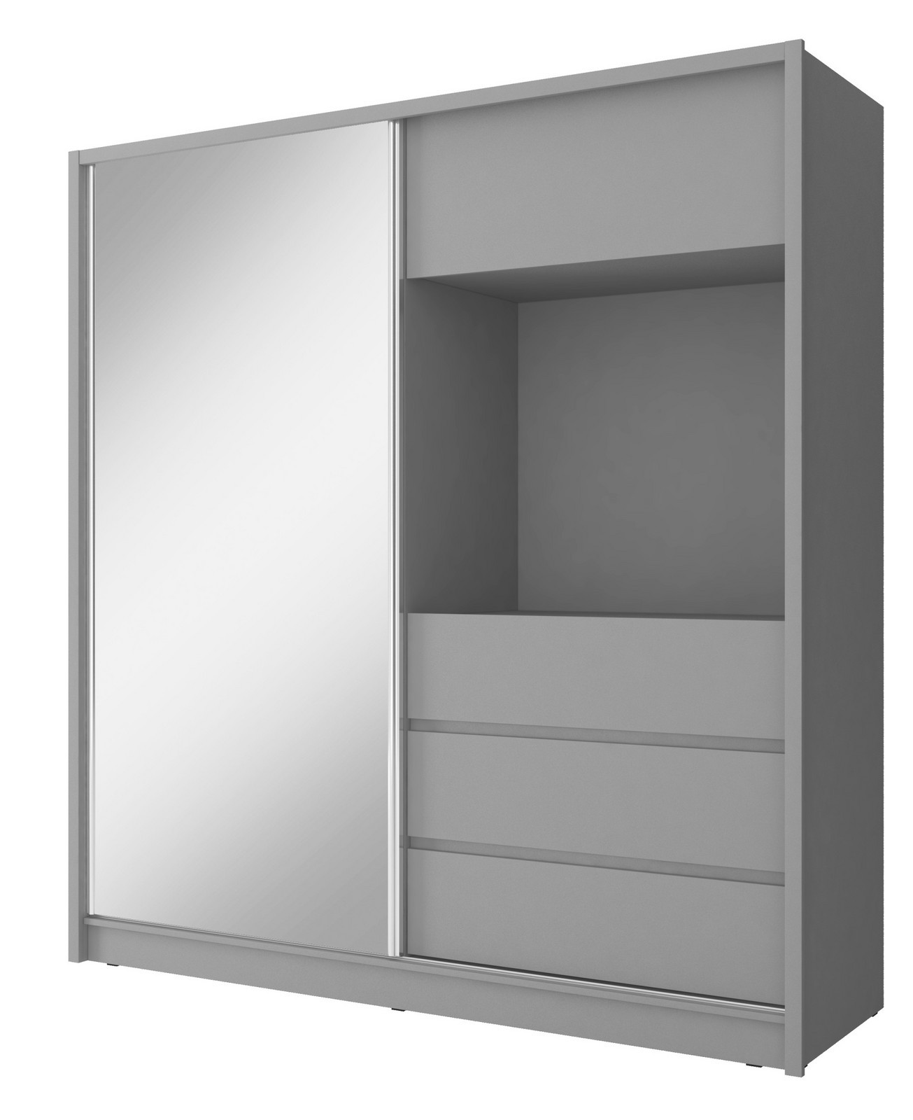 Šatní skříň TV 204 cm se zrcadlem grafit