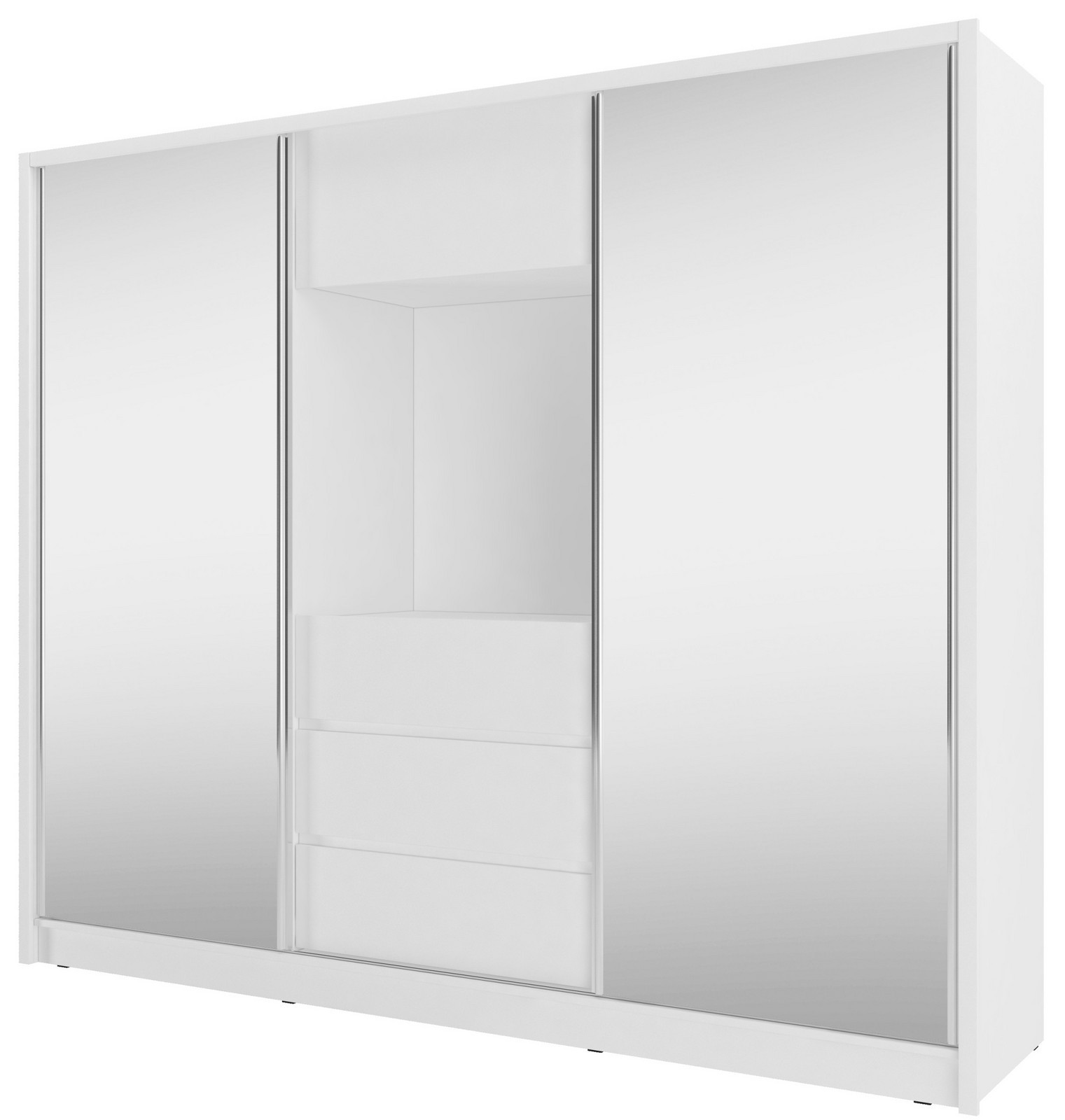 Šatní skříň TV 254 cm se zrcadlem bílá