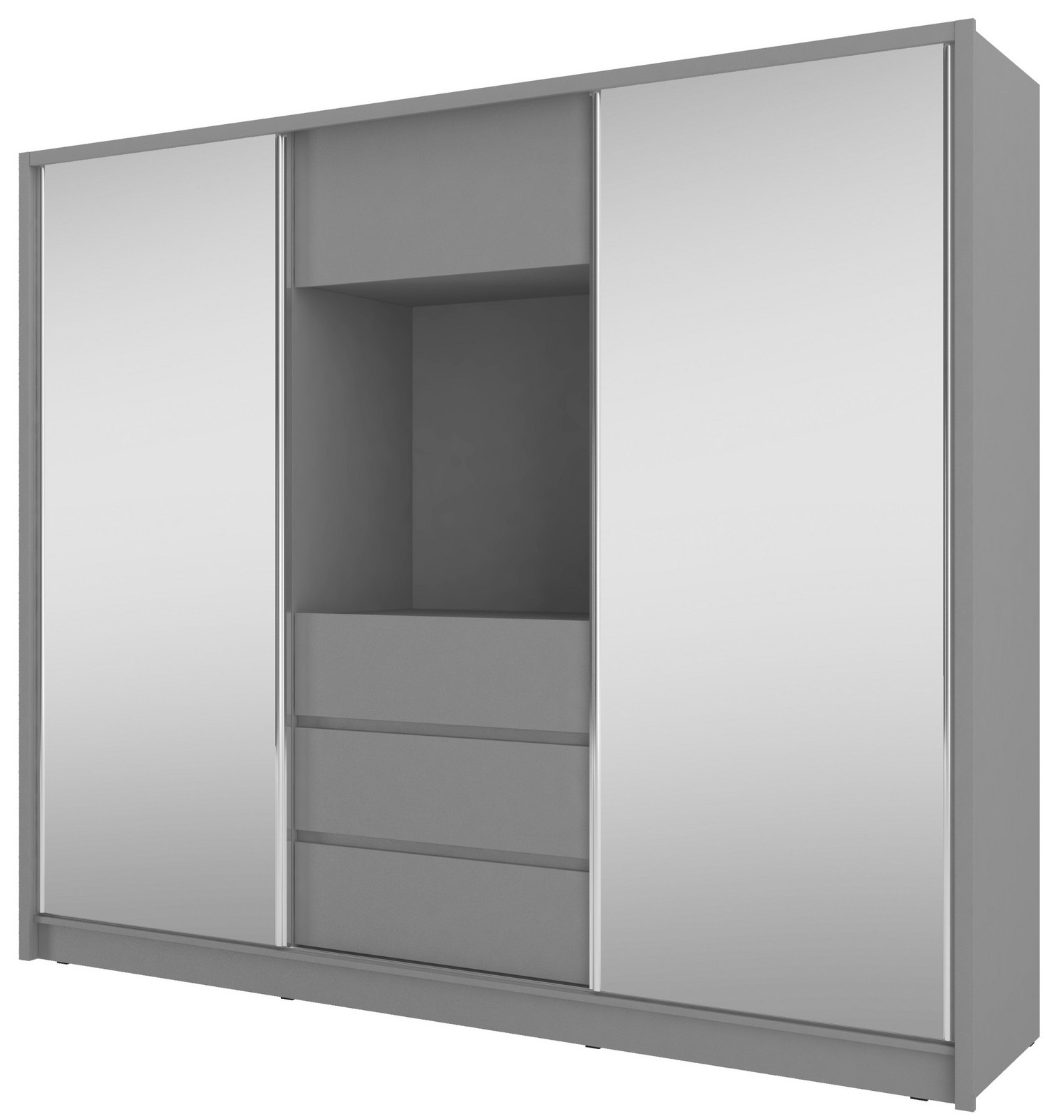 Šatní skříň TV 254 cm se zrcadlem grafit