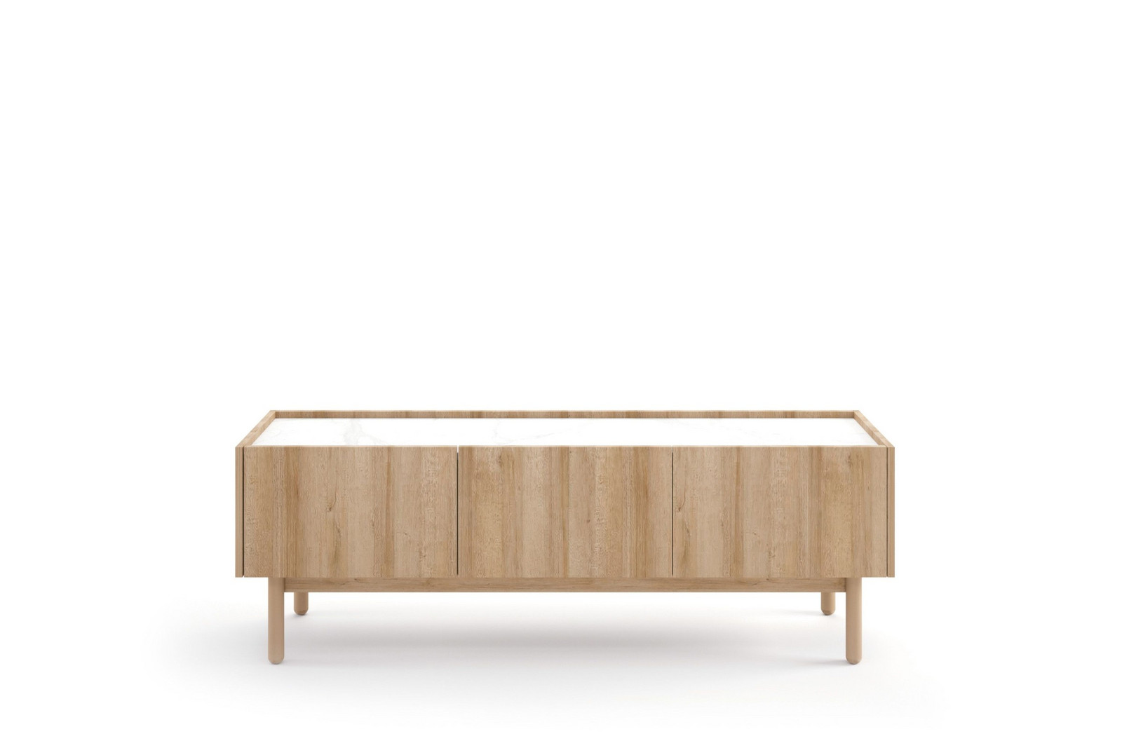 TV stolek Boho La 144 cm dub riviera/bílý mramor