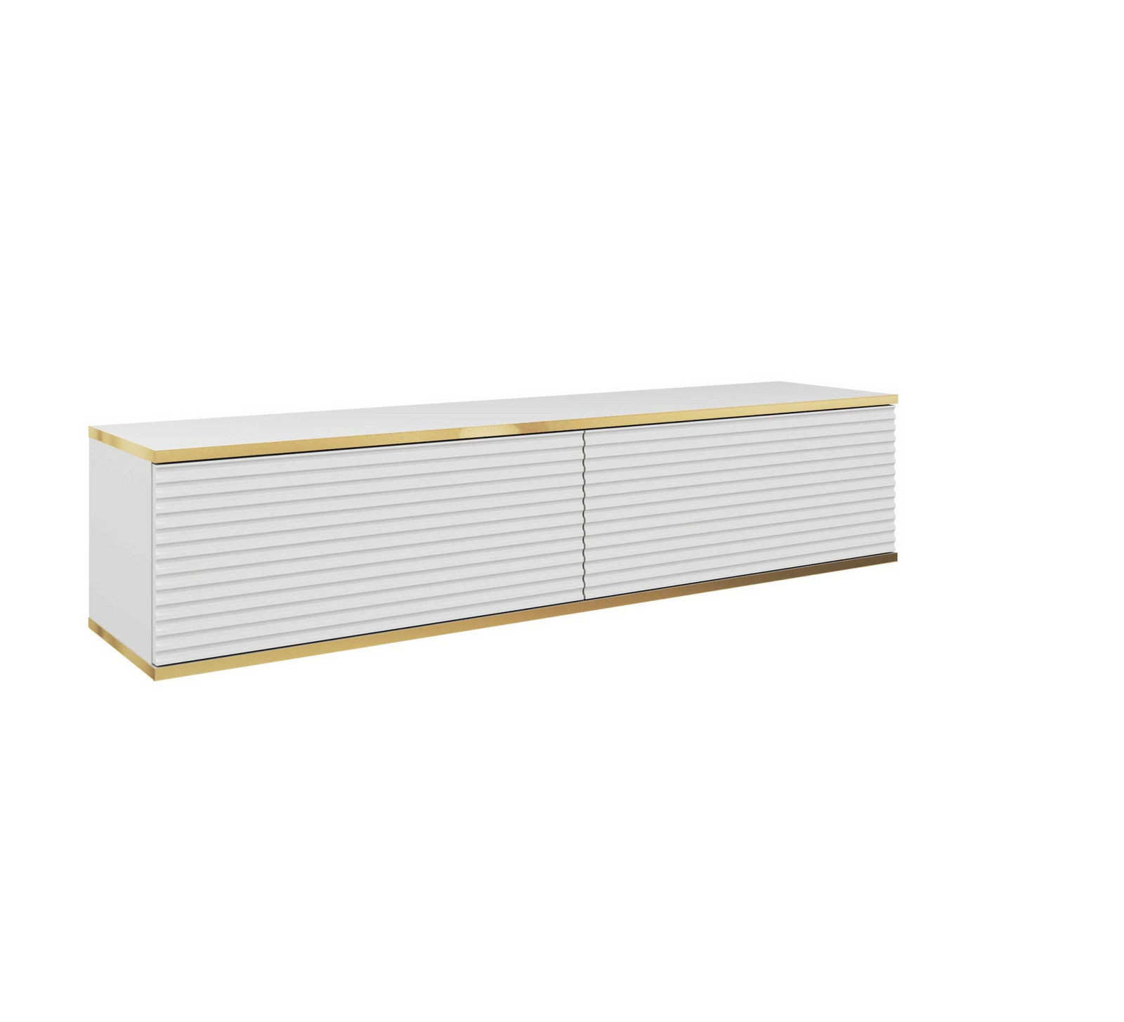 Závěsný televizní stolek Oro MDF 135 cm  bílý/zlatý