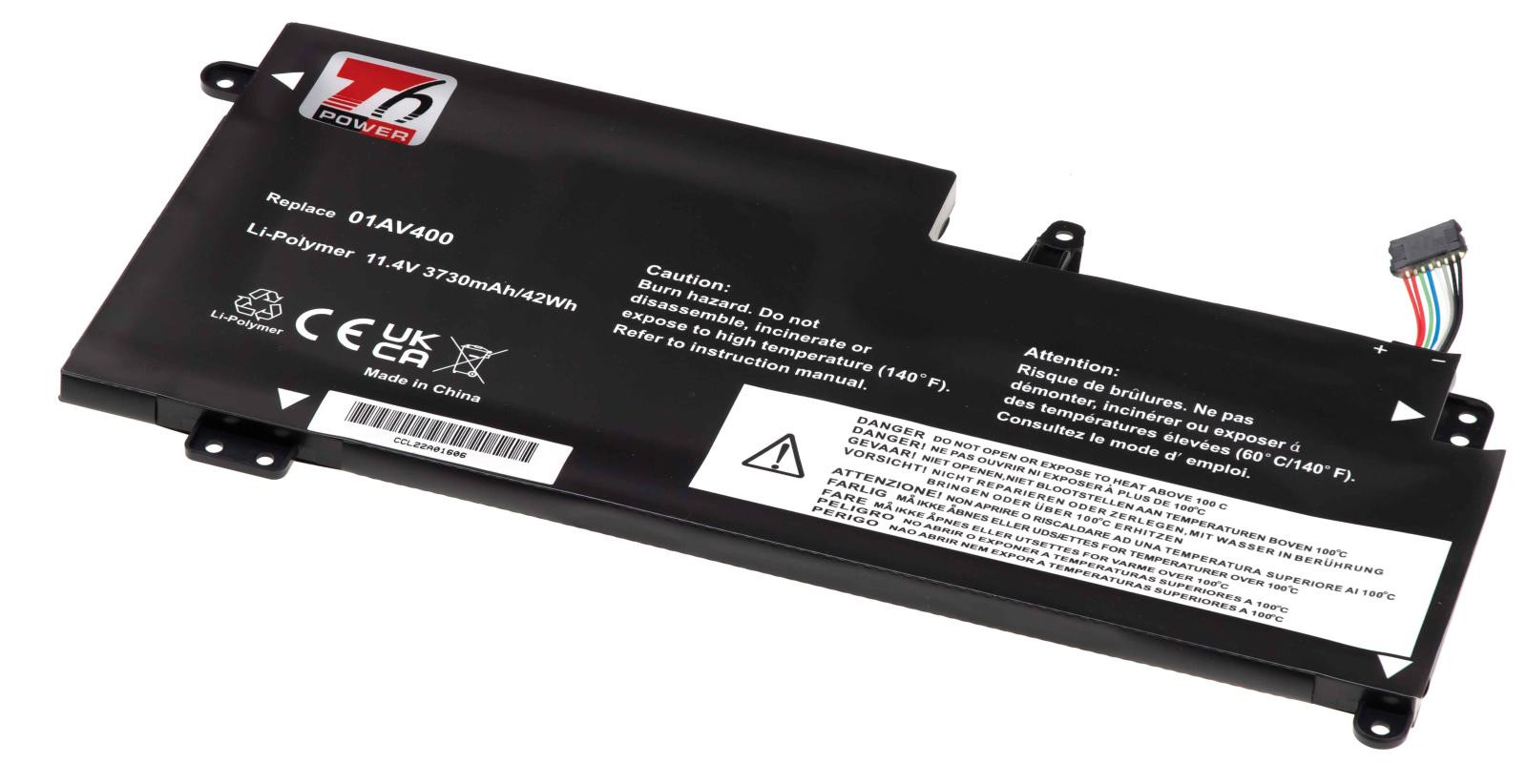 Batéria T6 Power Lenovo ThinkPad 13 20GJ/20GK, 20GL/20GM séria, 3730mAh, 42Wh, 3cell, Li-Pol