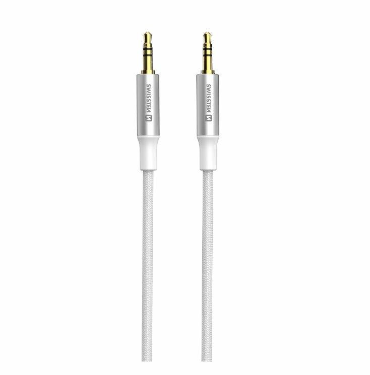 SWISSTEN AUDIO KÁBEL TEXTILE JACK (samec) / JACK (samec) 1,5 M BIELÝ