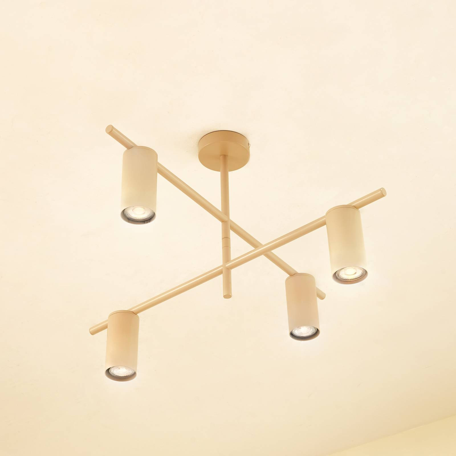 Stropné svietidlo Lindby Marilou, béžová farba, 4 svetlá, Ø 70 cm